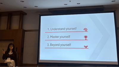 Naomi Chouinard speaking about making decisions at BA Beyond