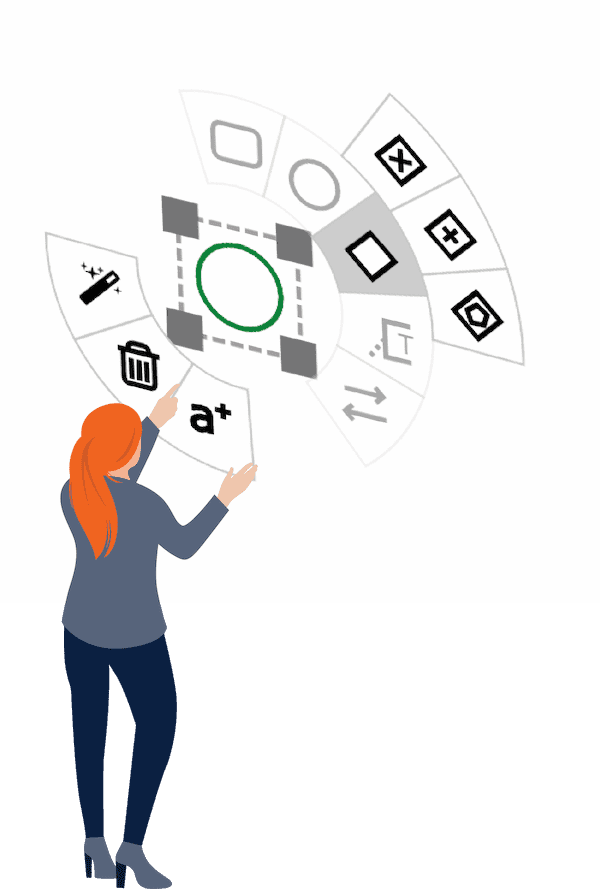 Woman using Cardanit business process and decision ring