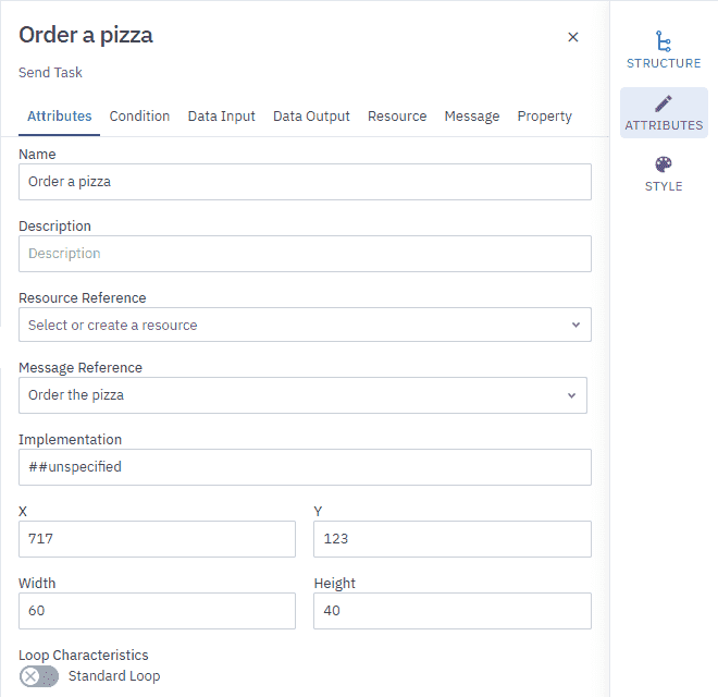 Element Attributes Panel in Cardanit