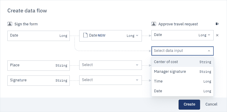 selecting a Data Input in a Data Flow